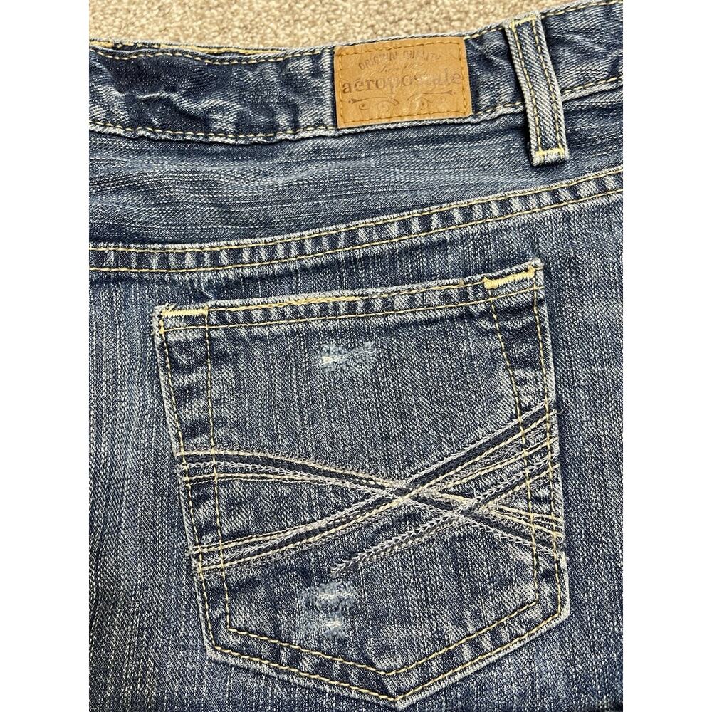 Aeropostale Low Rise Micro Mini Denim Skirt 7/8 Y2K 2000s Raw Hem Indie sleaze - Picture 11 of 13